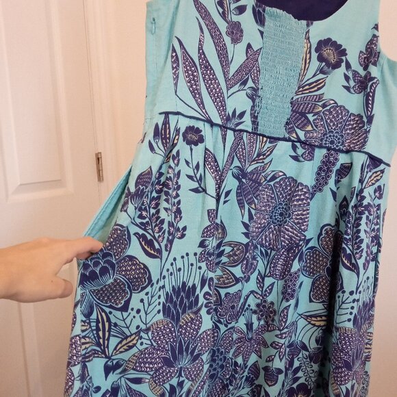 Lands' End Blue Floral Knee-Length Dress - Picture 8 of 9